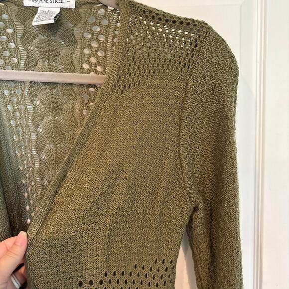 99 Jane Street Open Front Cardigan Olive Green Small - Picture 6 of 12